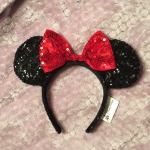Black and Red Classic Sequin Minnie Ears Disney